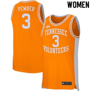 Women's Tennessee Volunteers Drew Pember #3 NCAA Orange Jersey 706297-155