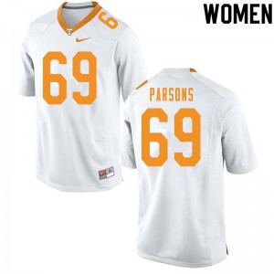 Women Tennessee Volunteers James Parsons #69 White NCAA Jerseys 474374-730