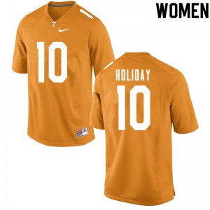 Women Tennessee Volunteers Jimmy Holiday #10 Orange Official Jersey 808104-230