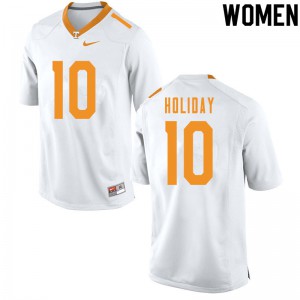 Women's Tennessee Volunteers Jimmy Holiday #10 White Football Jersey 535631-719