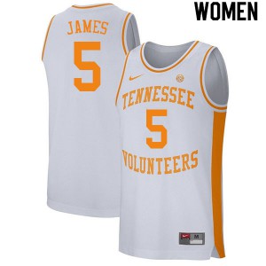 Women Tennessee Volunteers Josiah-Jordan James #5 Stitched White Jersey 563680-832