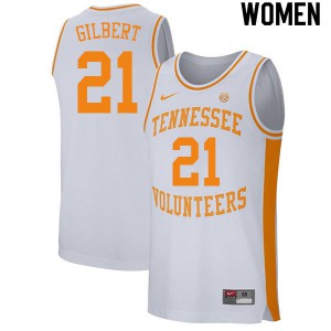 Women's Tennessee Volunteers Kent Gilbert #21 White Embroidery Jerseys 459645-961
