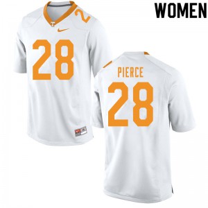 Women's Tennessee Volunteers Marcus Pierce #28 White Stitch Jerseys 908457-246
