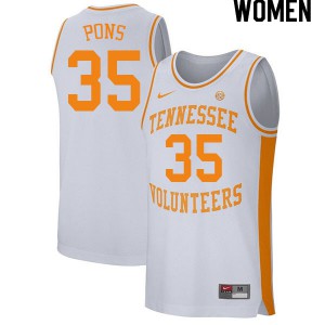 Womens Tennessee Volunteers Yves Pons #35 White Basketball Jersey 337139-847