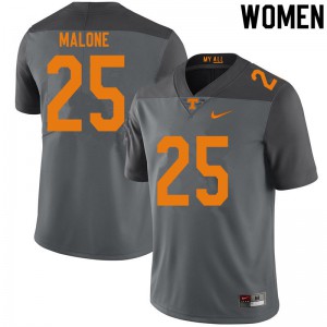 Women Tennessee Volunteers Antonio Malone #25 Gray Player Jerseys 232717-130