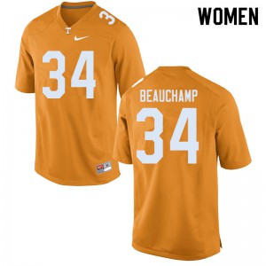 Women Tennessee Volunteers Deontae Beauchamp #34 Orange Player Jersey 771933-104
