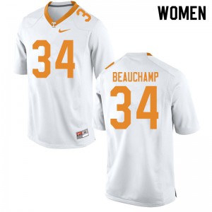 Womens Tennessee Volunteers Deontae Beauchamp #34 Football White Jerseys 508129-374