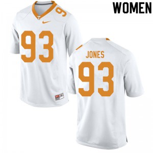 Womens Tennessee Volunteers Devon Jones #93 White Embroidery Jerseys 223500-786