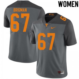 Womens Tennessee Volunteers Jacob Brigman #67 NCAA Gray Jerseys 767337-371
