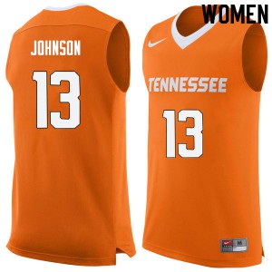Womens Tennessee Volunteers Jalen Johnson #13 Orange Stitch Jerseys 972110-520