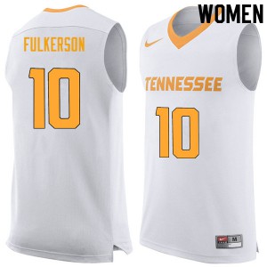 Women Tennessee Volunteers John Fulkerson #10 White Official Jerseys 563570-992