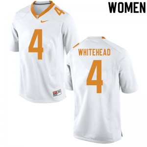 Women Tennessee Volunteers Len'Neth Whitehead #4 White Stitch Jerseys 175441-621