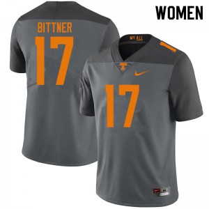 Women Tennessee Volunteers Michael Bittner #17 Gray Player Jerseys 535425-425