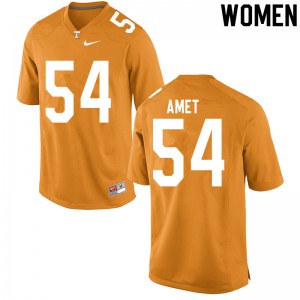 Women Tennessee Volunteers Tim Amet #54 Orange Stitched Jerseys 461905-896