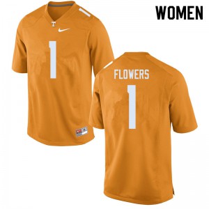 Womens Tennessee Volunteers Trevon Flowers #1 Orange Embroidery Jersey 849812-348
