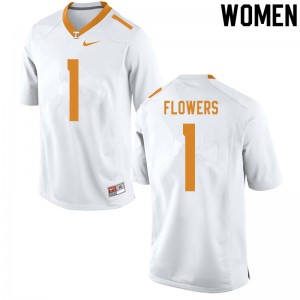Women's Tennessee Volunteers Trevon Flowers #1 White NCAA Jerseys 821610-102