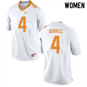 Women's Tennessee Volunteers Warren Burrell #4 White College Jersey 213992-984