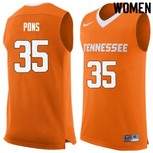 Women Tennessee Volunteers Yves Pons #35 Stitched Orange Jersey 110178-302