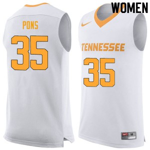 Womens Tennessee Volunteers Yves Pons #35 NCAA White Jerseys 734408-425