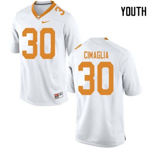 Youth Tennessee Volunteers Brent Cimaglia #30 College White Jerseys 956861-588