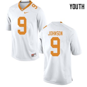 Youth Tennessee Volunteers Garrett Johnson #9 White Football Jerseys 931118-718