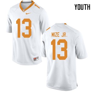 Youth Tennessee Volunteers Richard Mize Jr. #13 Stitched White Jersey 379672-522