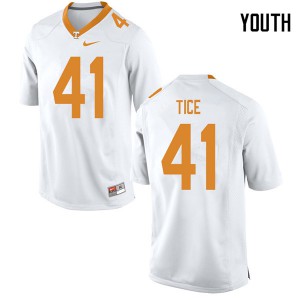 Youth Tennessee Volunteers Ryan Tice #41 White Stitch Jersey 176495-780