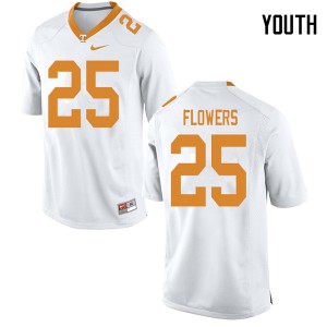 Youth Tennessee Volunteers Trevon Flowers #25 Official White Jersey 536309-829