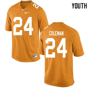 Youth Tennessee Volunteers Trey Coleman #24 Orange Official Jersey 503672-147