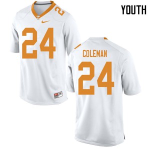 Youth Tennessee Volunteers Trey Coleman #24 White College Jerseys 536760-617