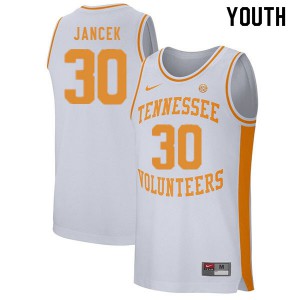 Youth Tennessee Volunteers Brock Jancek #30 Official White Jersey 544009-634