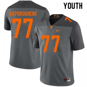 Youth Tennessee Volunteers Chris Akporoghene #77 Stitch Gray Jerseys 928777-946