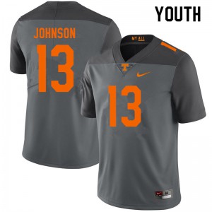 Youth Tennessee Volunteers Deandre Johnson #13 Official Gray Jersey 391032-921