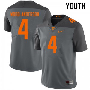 Youth Tennessee Volunteers Dominick Wood-Anderson #4 Stitched Gray Jerseys 839769-387