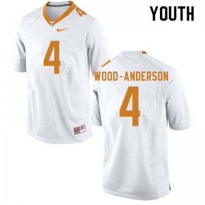 Youth Tennessee Volunteers Dominick Wood-Anderson #4 University White Jerseys 558636-544