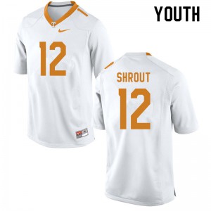 Youth Tennessee Volunteers J.T. Shrout #12 Stitched White Jerseys 960221-414
