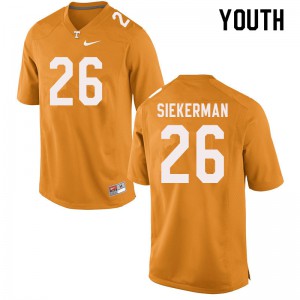 Youth Tennessee Volunteers JT Siekerman #26 Orange Player Jersey 602025-378