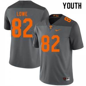 Youth Tennessee Volunteers Jackson Lowe #82 Embroidery Gray Jerseys 283192-960