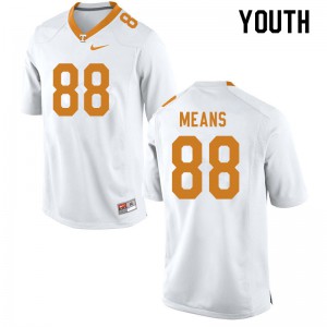 Youth Tennessee Volunteers Jerrod Means #88 White NCAA Jerseys 551443-807