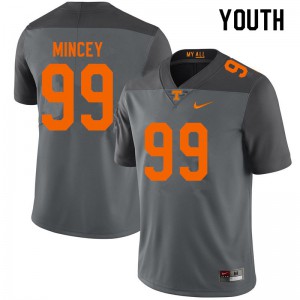 Youth Tennessee Volunteers John Mincey #99 Official Gray Jerseys 630396-168
