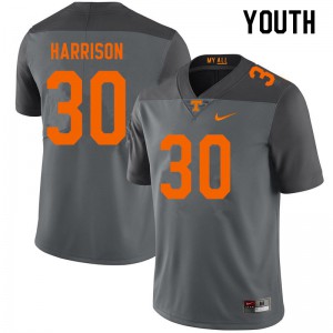Youth Tennessee Volunteers Roman Harrison #30 Stitched Gray Jerseys 836617-803
