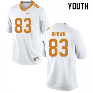 Youth Tennessee Volunteers Sean Brown #83 White Embroidery Jersey 597322-655