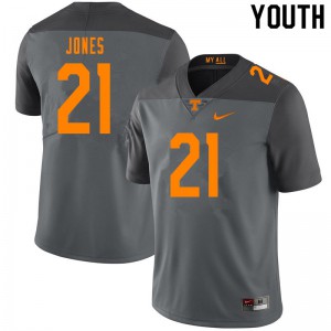 Youth Tennessee Volunteers Bradley Jones #21 NCAA Gray Jersey 741813-609