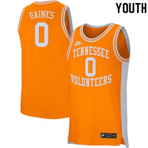 Youth Tennessee Volunteers Davonte Gaines #0 Embroidery Orange Jerseys 730181-660