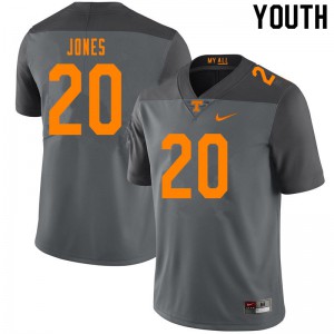 Youth Tennessee Volunteers Miles Jones #20 Gray Football Jersey 539130-393