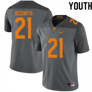 Youth Tennessee Volunteers Dee Beckwith #21 Gray Stitched Jersey 918854-191