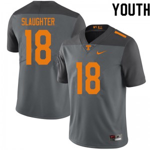 Youth Tennessee Volunteers Doneiko Slaughter #18 Gray Embroidery Jersey 567335-298