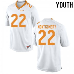 Youth Tennessee Volunteers Isaiah Montgomery #22 Stitched White Jersey 348624-584