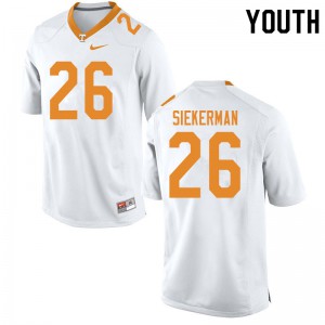 Youth Tennessee Volunteers J.T. Siekerman #26 White Player Jersey 249921-259