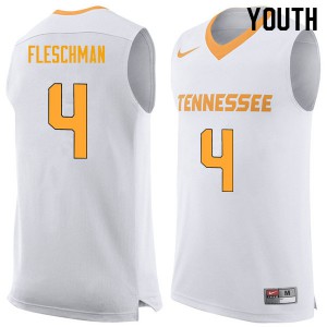 Youth Tennessee Volunteers Jacob Fleschman #4 White NCAA Jerseys 951435-422